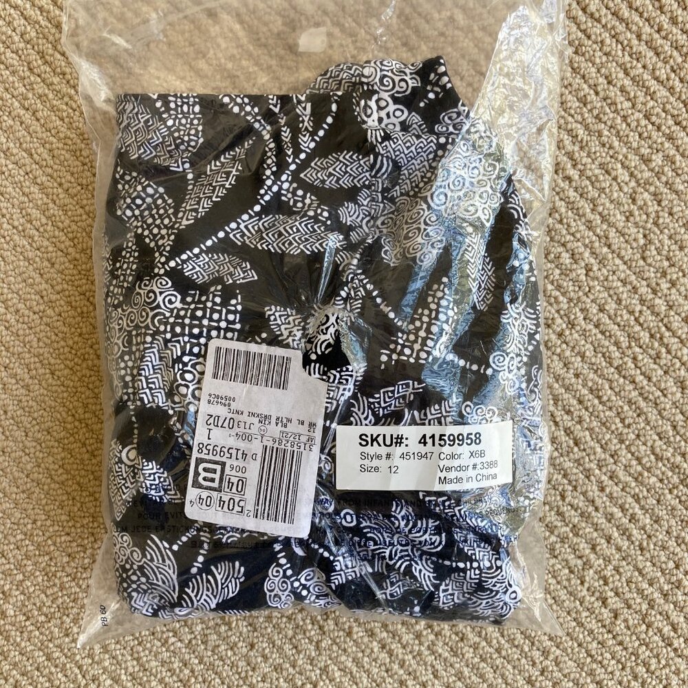 Lands' End Black & White Print Square Neck Halter A-Line Swim Dress 12 Swim Top - Picture 15 of 15